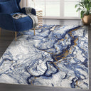 Blue Grey Marble Area Rug