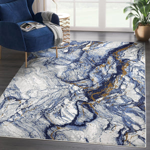 Blue Grey Marble Area Rug