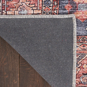 Machine Washable Persian Area Rug – Navy & Brick