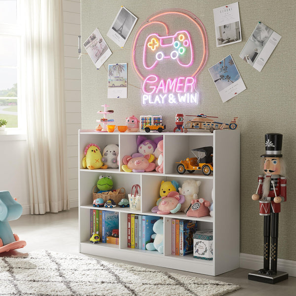 3-Tier 8-Section Bookshelf with Anti-Tilt Device