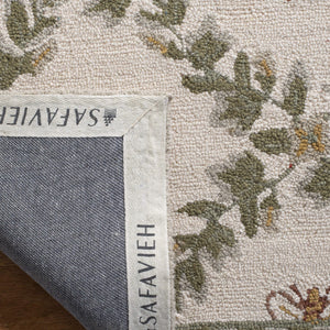 Hand-Hooked Wool Runner Rug 2'6" x 6' – Ivory & Green