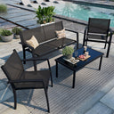4-Piece Outdoor Patio Furniture Set with Glass Coffee Table