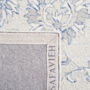 Micro-Loop Wool Runner Rug 2'3" x 7' – Light Blue & Ivory