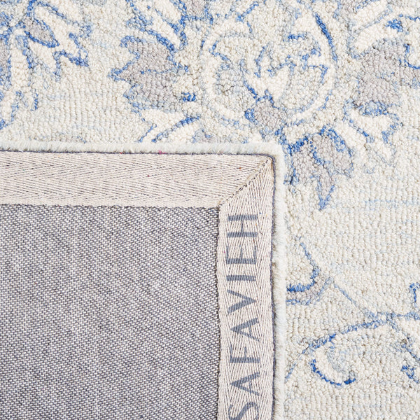 Micro-Loop Wool Runner Rug 2'3" x 7' – Light Blue & Ivory