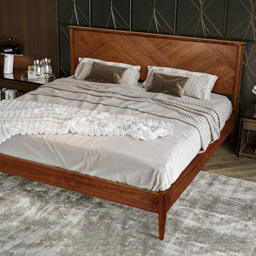 Solid Wood Platform Bed Frame with High Headboard