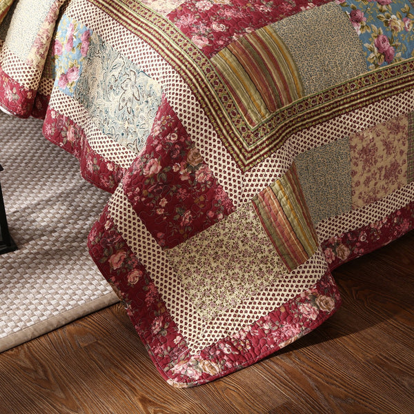 Cotton Patchwork Floral Quilt Set