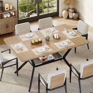 55" Industrial Dining Table with Storage Shelf | Seats 4–6