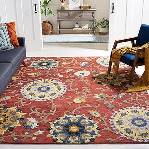 8x10 Handmade Wool Area Rug – Floral Tufted Design