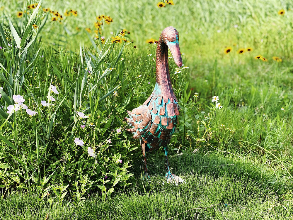 Metal Duck Garden Statue – Outdoor Lawn & Patio Sculpture, 25 Inch