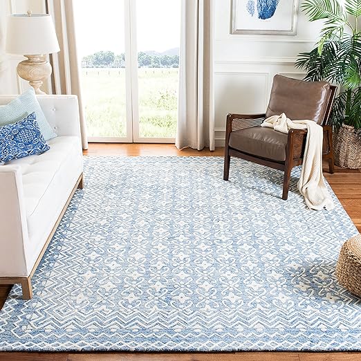 Hand-Tufted Wool Area Rug 9' x 12' – Floral Blossom, Rectangular