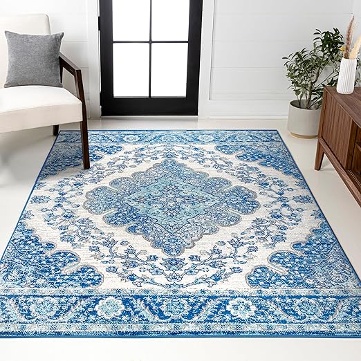 10x14 Boho Medallion Floral Area Rug – Polypropylene, Indoor, Non-Shedding