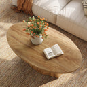 Oval Coffee Table 47-Inch with Polygonal Pedestal