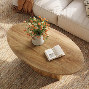 Oval Coffee Table 47-Inch with Polygonal Pedestal