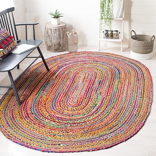 Oval Braided Jute & Cotton Area Rug – 4' x 6'