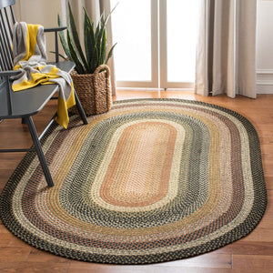 Oval Braided Area Rug 4' x 6' - Indoor Outdoor Washable