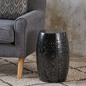 Lace Cut Iron Accent End Table