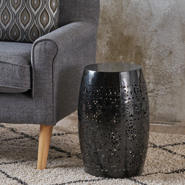 Lace Cut Iron Accent End Table