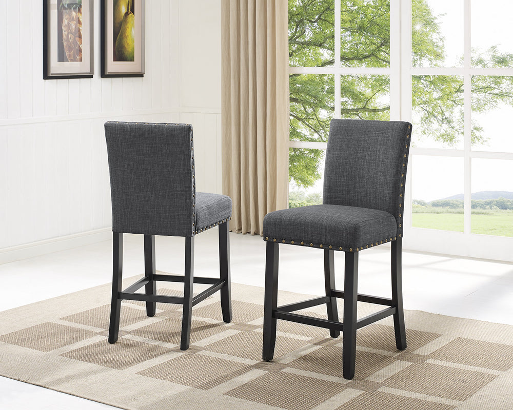 Fabric Counter Height Stools with Nailhead Trim, Set of 2
