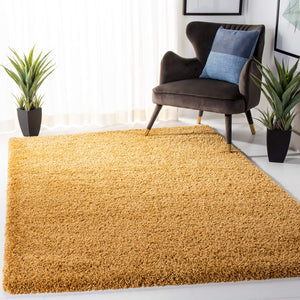 Gold Shag Area Rug – Moroccan Tile Pattern, 2-Inch Thick, Non-Shedding