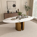 Oval Sintered Stone Dining Table Set with Stainless Steel Base