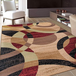 Modern Circles Area Rug 5'3" x 7'3" – Polypropylene, Multi-Color Options