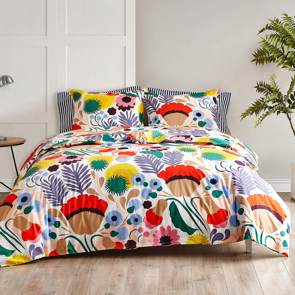 Cotton Floral Duvet Cover Set with Shams