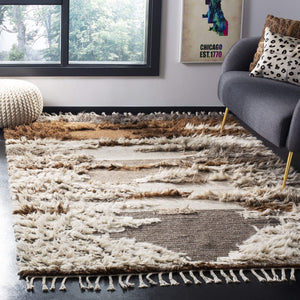 Hand-Knotted Wool Accent Rug 3' x 5' – Grey & Brown Tribal Design