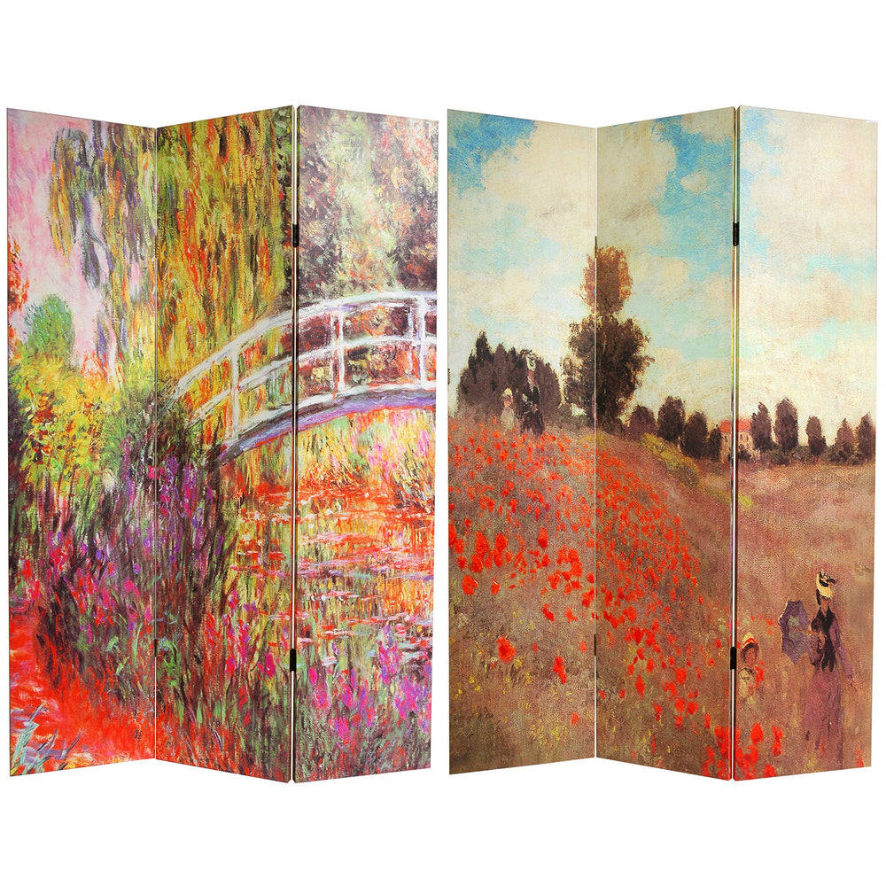 Canvas Room Divider Folding Privacy Screen – Monet Art Print