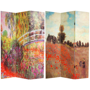 Canvas Room Divider Folding Privacy Screen – Monet Art Print