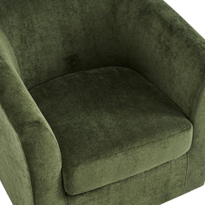 Velvet Swivel Barrel Accent Chair with Wood Frame