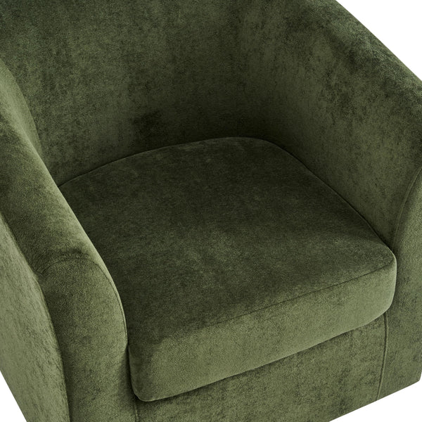 Velvet Swivel Barrel Accent Chair with Wood Frame