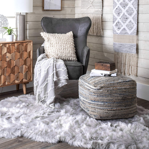 Knitted Cotton Jute Ottoman Pouf