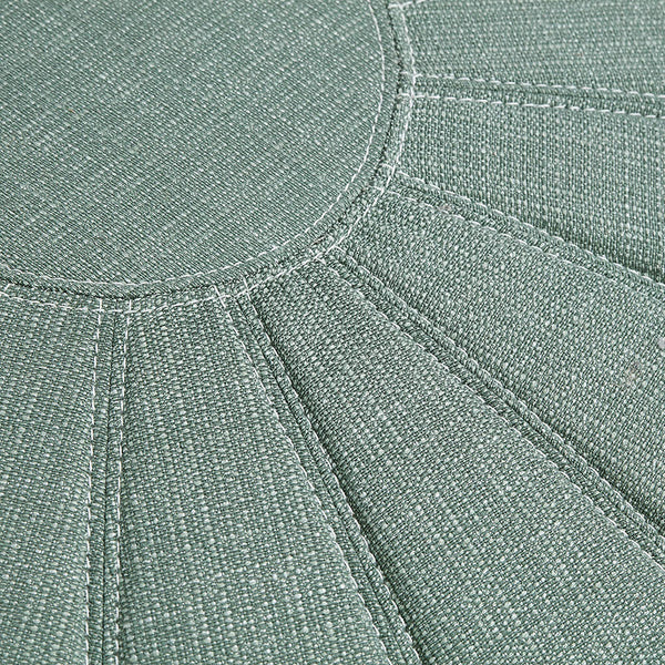 Oversized Round Pouf Ottoman – Seafoam Floral Fabric