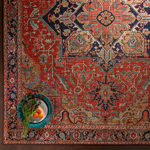 Medallion Oriental Area Rug – Red & Gold