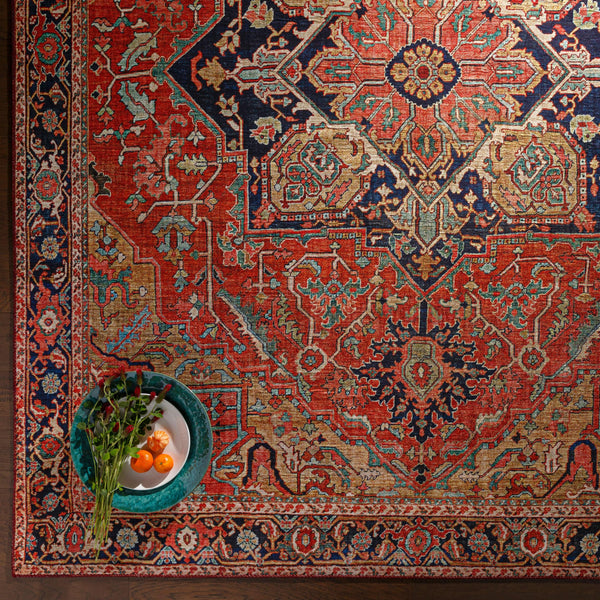 Medallion Oriental Area Rug – Red & Gold
