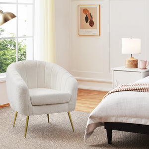 Boucle Barrel Accent Chair with Removable Cushion