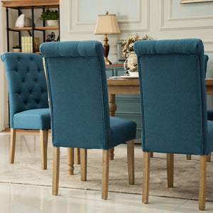 Tufted Parsons Dining Chair Set of 2 – Upholstered High-Back Wood Frame