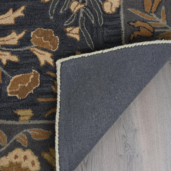 Hand-Tufted Wool Area Rug 5x8 Floral Traditional Beige Blue