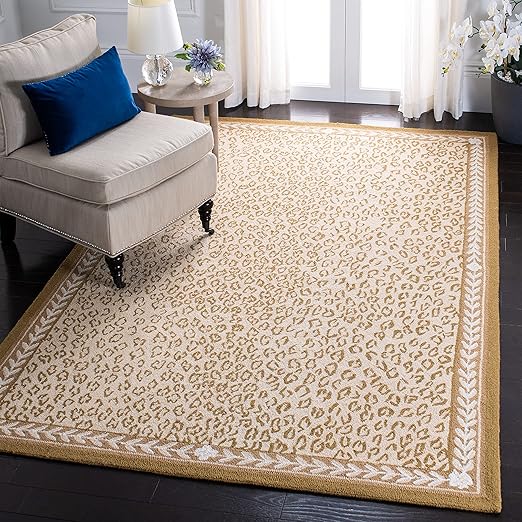 Hand-Hooked Wool Area Rug – Leopard Pattern, 6' x 9'