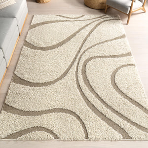 10x14 Modern Shag Area Rug – Abstract Polypropylene Indoor Rug