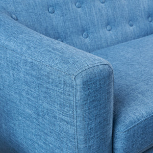 Mid-Century Modern Loveseat – Muted Blue Fabric