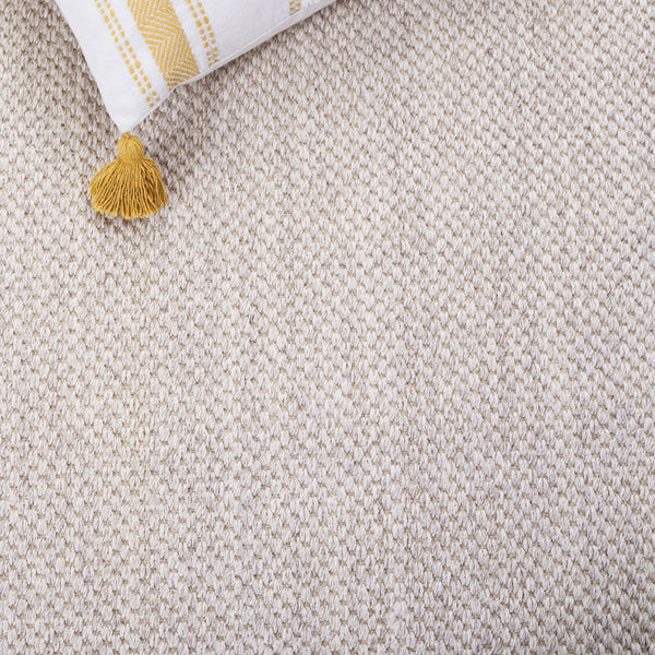 Natural Fiber Sisal Runner Rug 2'6" x 10' – Marble & Beige with Fabric Border