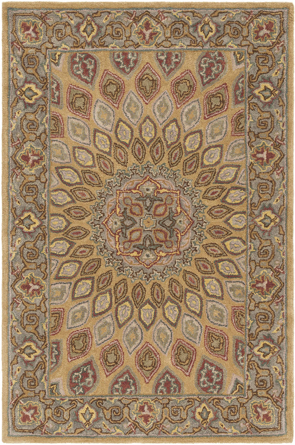 Hand-Tufted Wool Area Rug 4' x 6' – Traditional Oriental Medallion