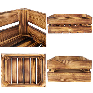 Large Wooden Flamed Storage Box with Lid