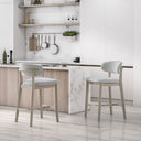 ACTU Counter Stools Set of 2, 26” Upholstered Bar Stools, Solid Wood, Mid-Century Modern