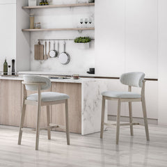 ACTU Counter Stools Set of 2, 26” Upholstered Bar Stools, Solid Wood, Mid-Century Modern
