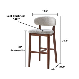 ACTU Bar Stools Set of 2, 30” Upholstered Bar Height Stools, Solid Wood, Mid-Century Modern