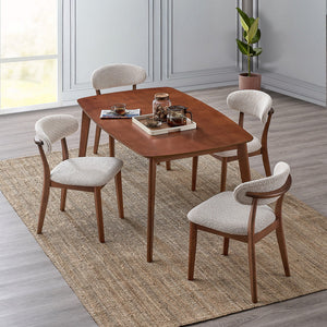 ACTU Scandinavian Dining Table Set with Upholstered Chairs for Small Spaces (Seats 4–6)