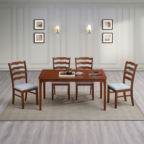 ACTU Farmhouse Dining Table Set with Upholstered Chairs for 4–6
