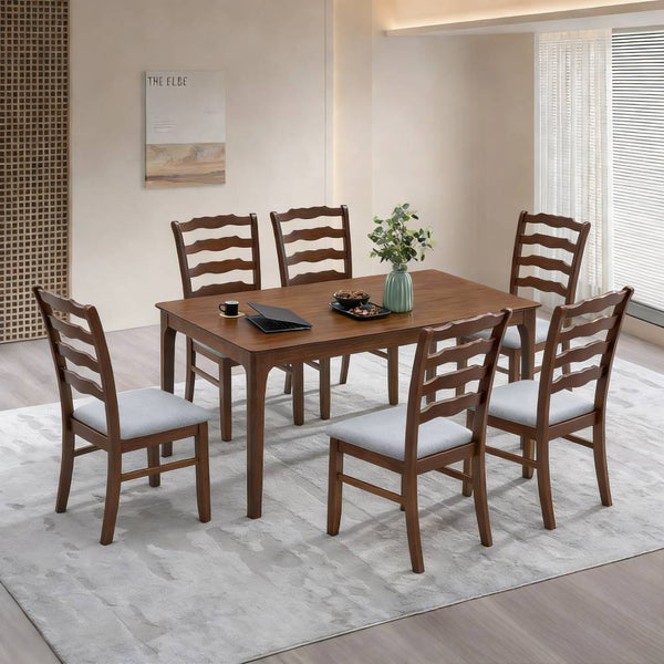 ACTU Farmhouse Dining Table Set with Upholstered Chairs for 4–6